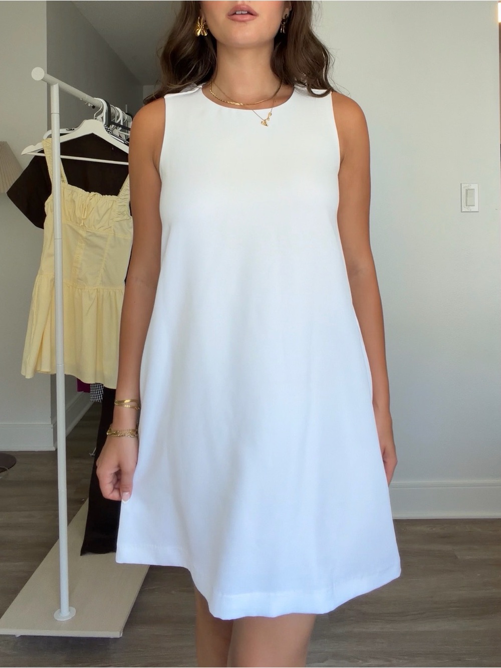 Sleeveless White A-Line Women's Dress